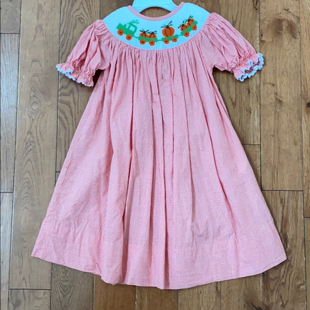 Pumpkin Smocked dress 2T